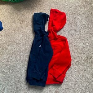 Nautica L size 6 Little boys zip-up hoodies in red and blue! 2 for $13